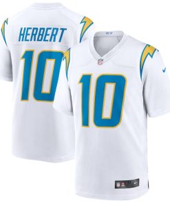 Alternative view of Justin Herbert Los Angeles Chargers Nike Game Jersey - White/Navy/Royal