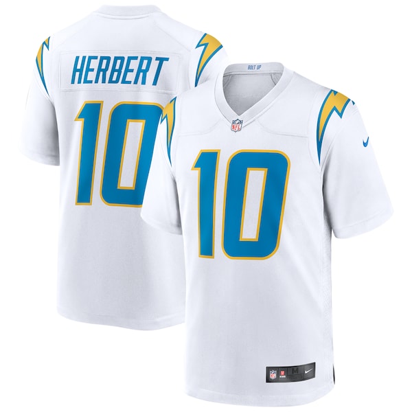 Justin Herbert Los Angeles Chargers Nike Game Jersey - White/Navy/Royal - Image 2