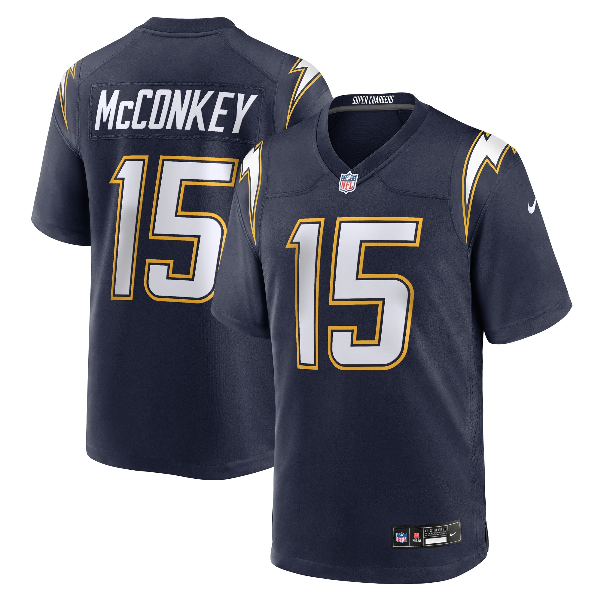 Ladd McConkey Los Angeles Chargers Nike Alternate Charger Power Game Player Jersey - Gold/Powder Blue/Navy - Image 3