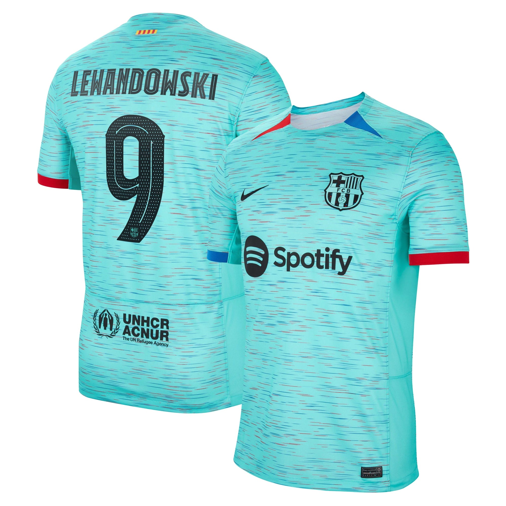 Robert Lewandowski Barcelona Nike 2023/24 Away Replica Jersey - White/Aqua/Royal - Image 5