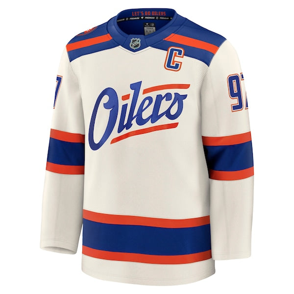 Connor McDavid Edmonton Oilers Alternate Premium Jersey - Light Beige - Image 2