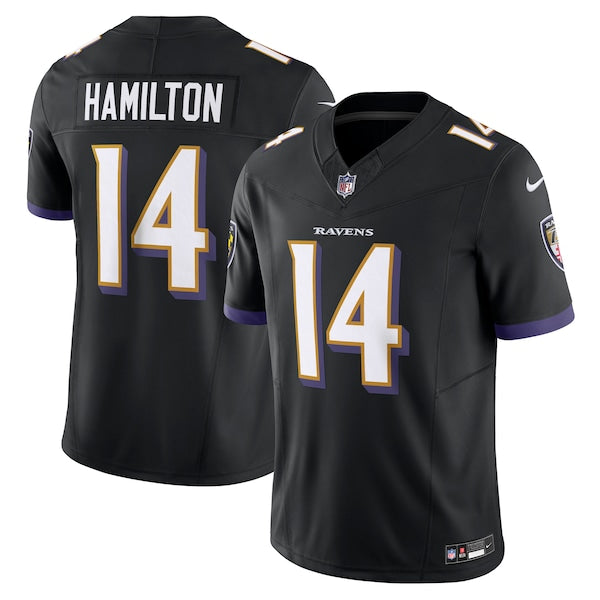 Kyle Hamilton Baltimore Ravens Nike Alternate Vapor F.U.S.E. Limited Jersey - Black/Purple - Image 2