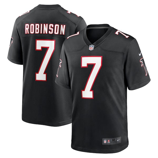 Bijan Robinson Atlanta Falcons Nike 2023 NFL Draft First Round Pick Throwback Game Jersey - Black/White - Image 2