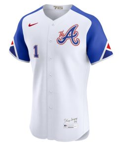 Alternative view of Ozzie Albies Atlanta Braves Nike City Connect Elite Player Jersey - White