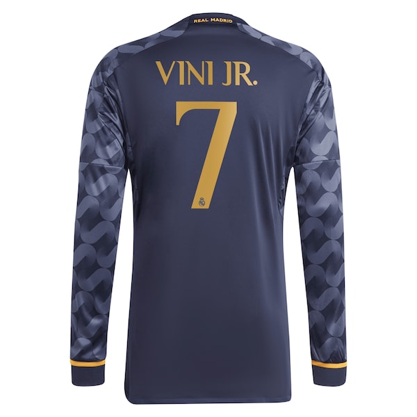 Vinicius Junior Los Merengues adidas 2023/24 Away Long Sleeve Replica Player Jersey - Navy - Image 3