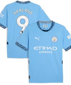 Alternative view of Erling Haaland Manchester City Puma 2024/25 Home Replica Player Jersey - Light Blue