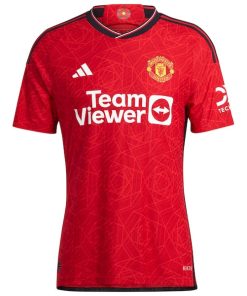 Alternative view of Manchester United adidas 2023/24 Home Authentic Jersey - Red