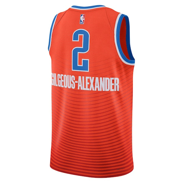 Shai Gilgeous-Alexander Oklahoma City Thunder Jordan Brand Youth Unisex Swingman Jersey - Statement Edition - Orange - Image 3