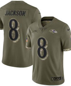Lamar Jackson Baltimore Ravens Nike 2022 Salute To Service Limited Jersey - Olive