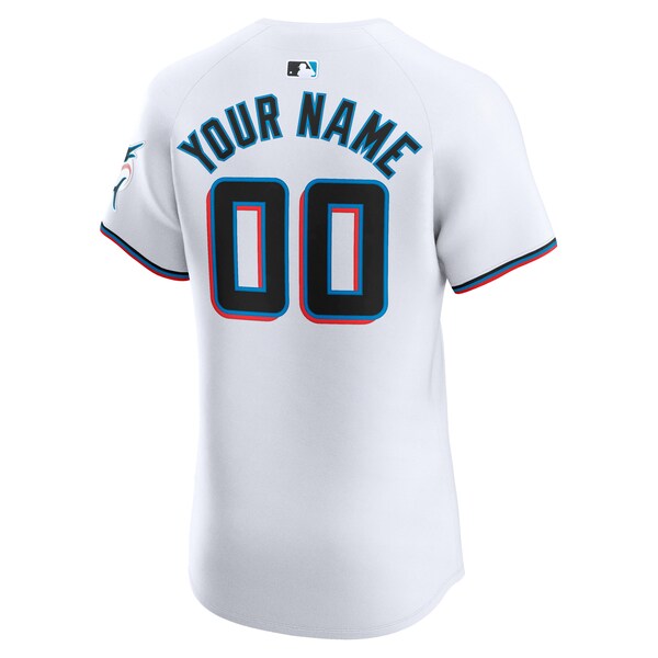 Miami Marlins Nike Home Elite Custom Jersey - White - Image 3