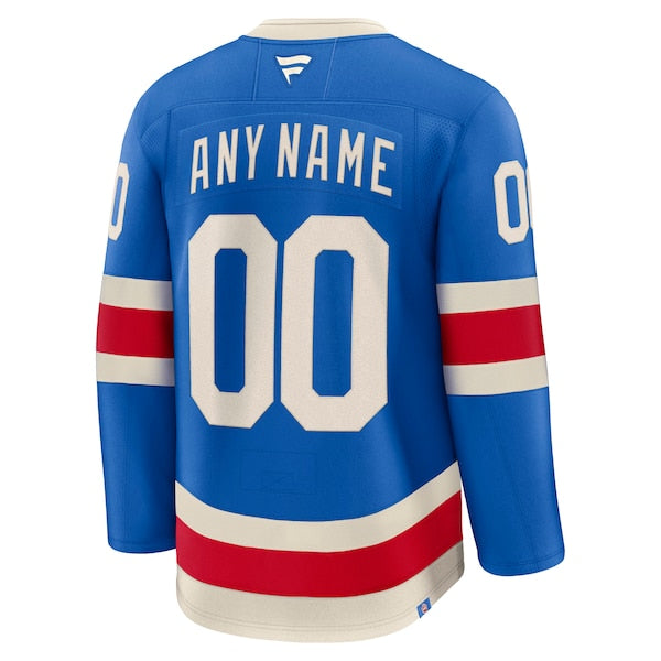 New York Rangers Centennial Premium Custom Jersey - Blue/White/Navy/Royal - Image 4
