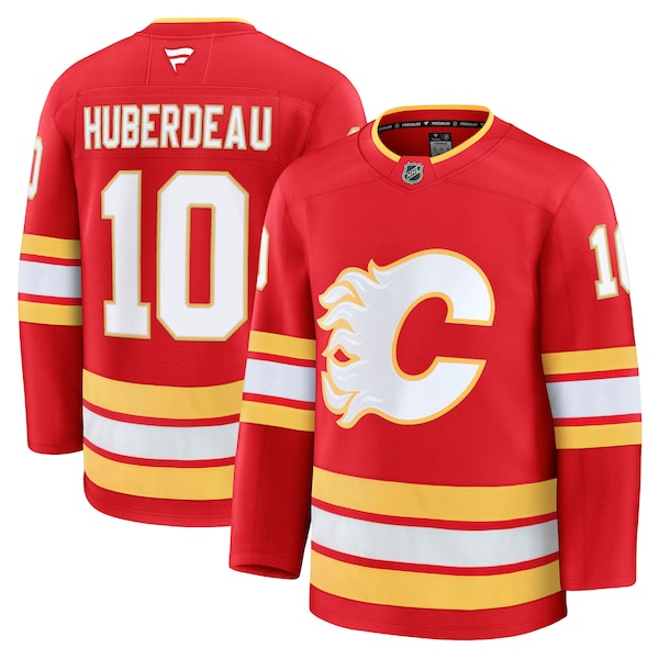 Jonathan Huberdeau Calgary Flames Home Premium Jersey - Red/Black - Image 2