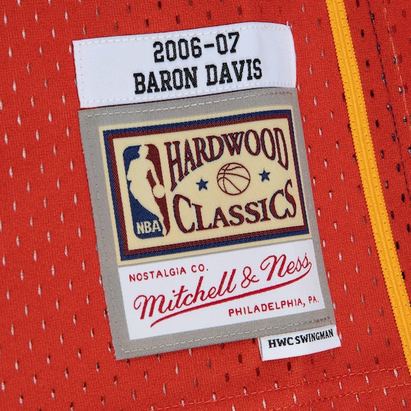 Baron Davis Golden State Warriors 2006/07 Hardwood Classics Fadeaway Swingman Player Jersey - Navy/Orange - Image 3