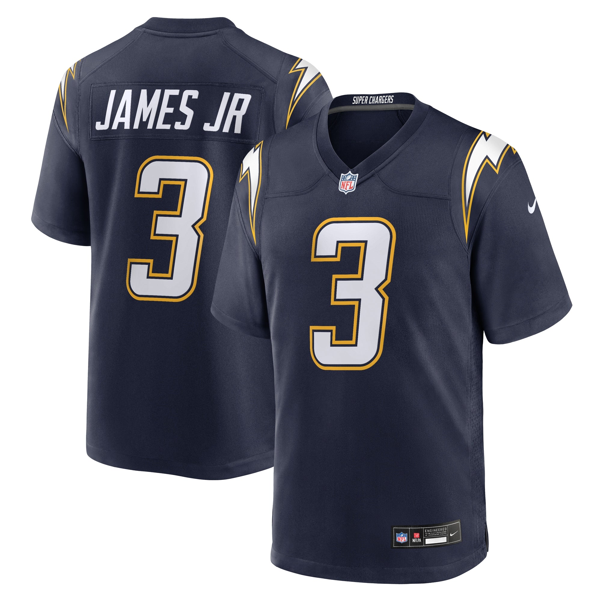 Derwin James Jr. Los Angeles Chargers Nike Alternate Charger Power Game Player Jersey - Gold/Navy - Image 5