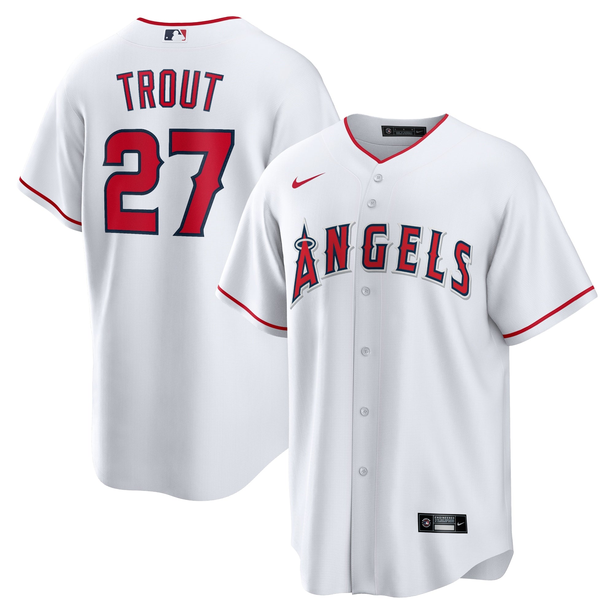 Mike Trout Los Angeles Angels Nike Alternate Replica Player Name Jersey - Red/Silver/White - Image 8