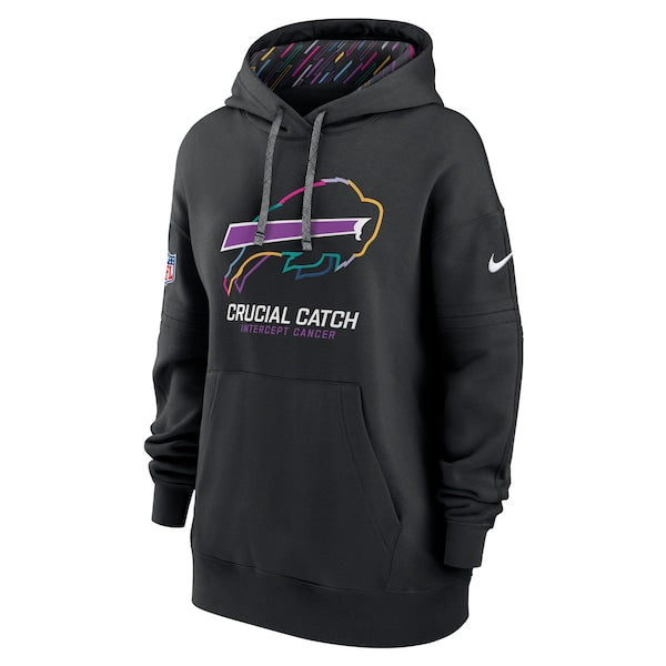 Buffalo Bills Nike Women's 2024 NFL Crucial Catch Club Pullover Hoodie - Black - Image 2