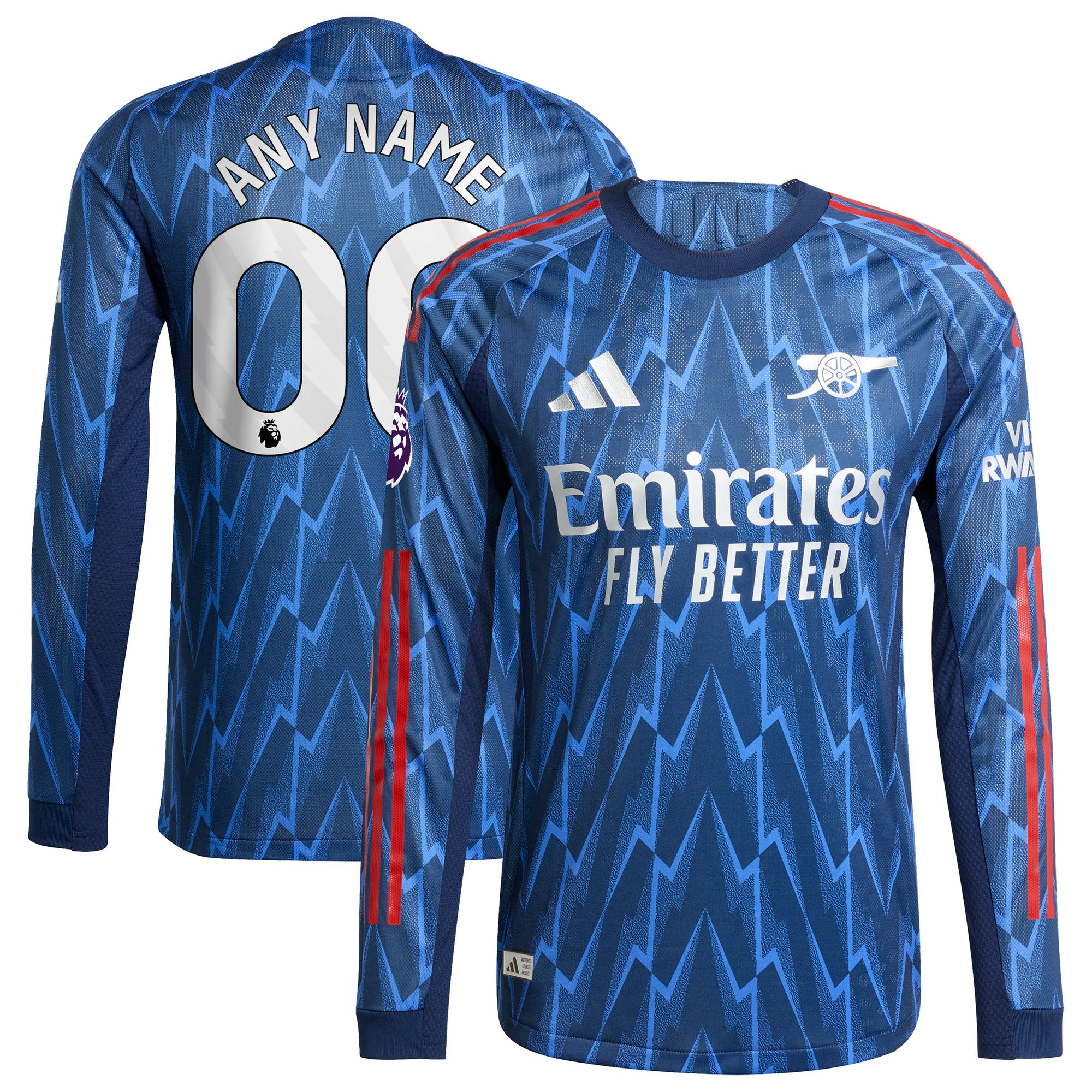 Arsenal adidas 2025/26 Third Authentic Long Sleeve Jersey - White/Blue/Red - Image 5