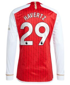 Alternative view of Kai Havertz Arsenal adidas 2023/24 Home Replica Player Long Sleeve Jersey - Red