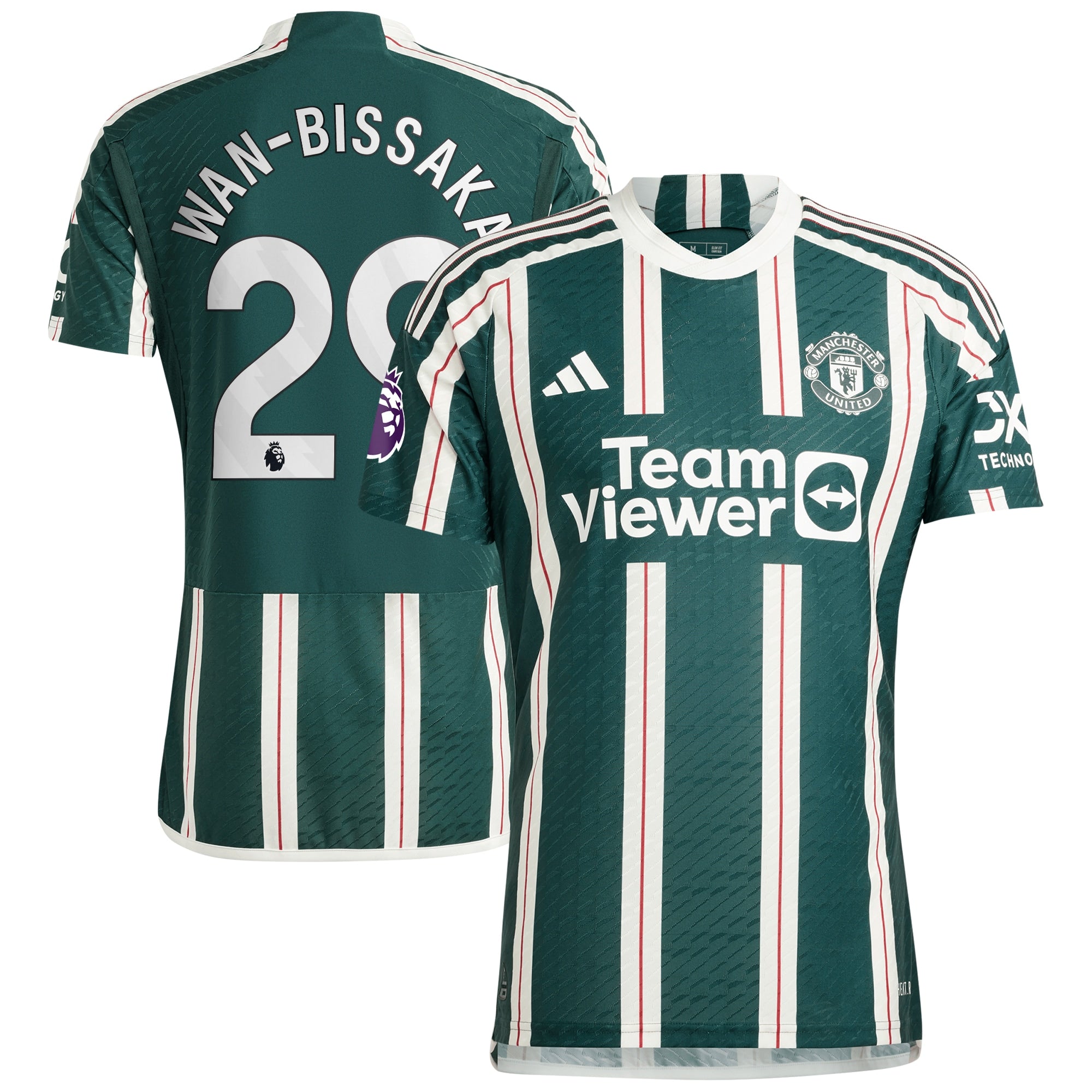 Aaron Wan-Bissaka Manchester United adidas 2023/24 Home Authentic Player Jersey - Red/Green - Image 6