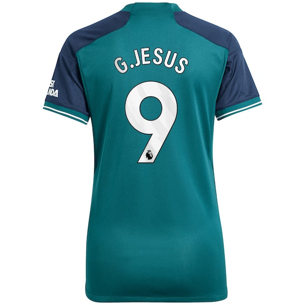 Gabriel Jesus Arsenal adidas Women's 2023/24 Third Replica Player Jersey - Green/Red/Yellow - Image 5