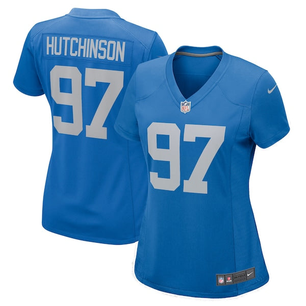 Aidan Hutchinson Detroit Lions Nike Women's Player Jersey - Blue/Silver - Image 2