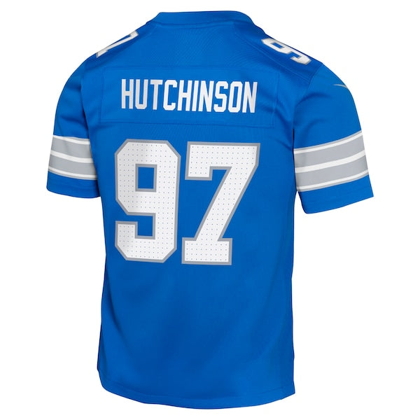 Aidan Hutchinson Detroit Lions Nike Youth Team Player Game Jersey - Blue - Image 4