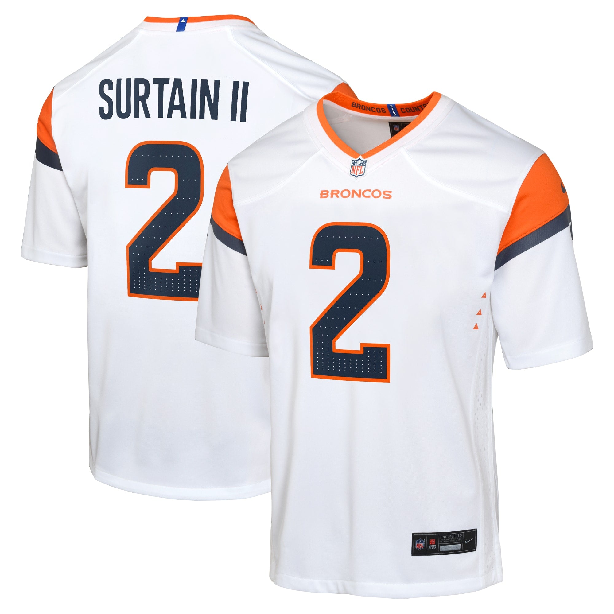 Patrick Surtain II Denver Broncos Nike Youth Game Jersey - Orange/Navy/White - Image 7