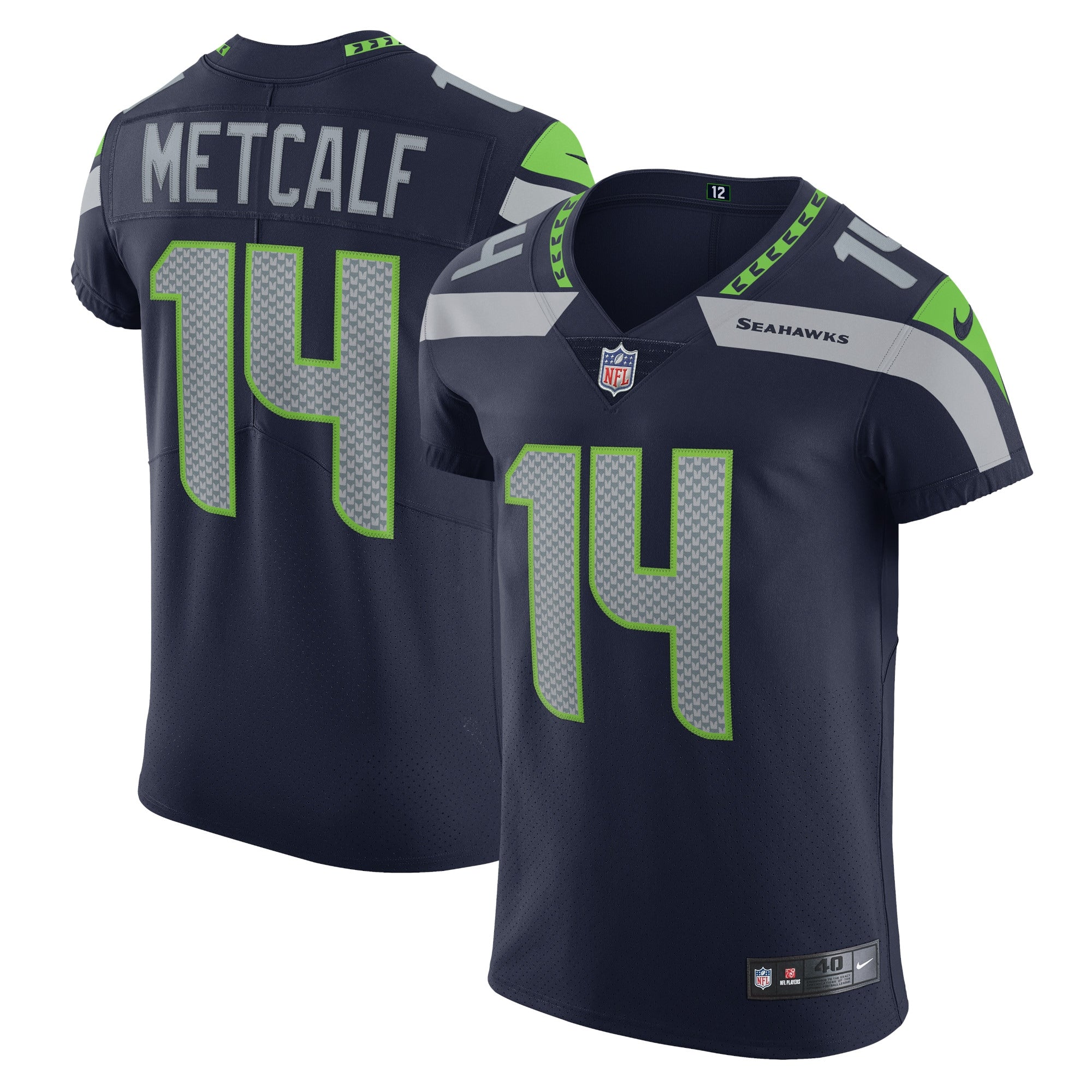 DK Metcalf Seattle Seahawks Nike Alternate Vapor Elite Player Jersey - Neon Green/Navy - Image 6