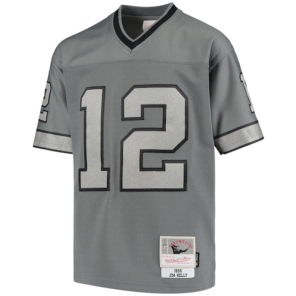 Jim Kelly Buffalo Bills Youth 1990 Retired Player Metal Replica Jersey - Charcoal - Image 2