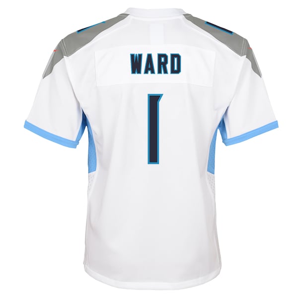Cameron Ward Tennessee Titans Nike Youth White Game Jersey - White/Light Blue - Image 4