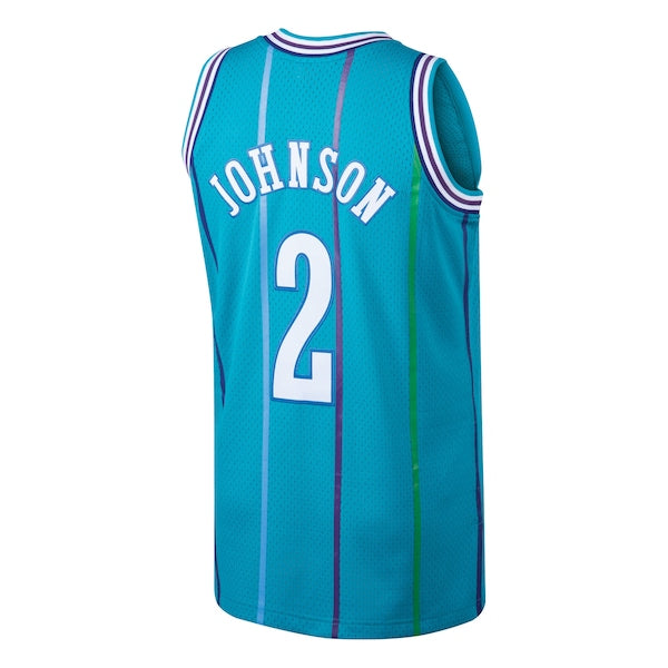 Larry Johnson Charlotte Hornets 1992/93 Hardwood Classics Swingman Jersey - Teal - Image 3