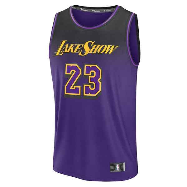 LeBron James Los Angeles Lakers Youth 2024/25 Fast Break Player Jersey - City Edition - Purple - Image 2