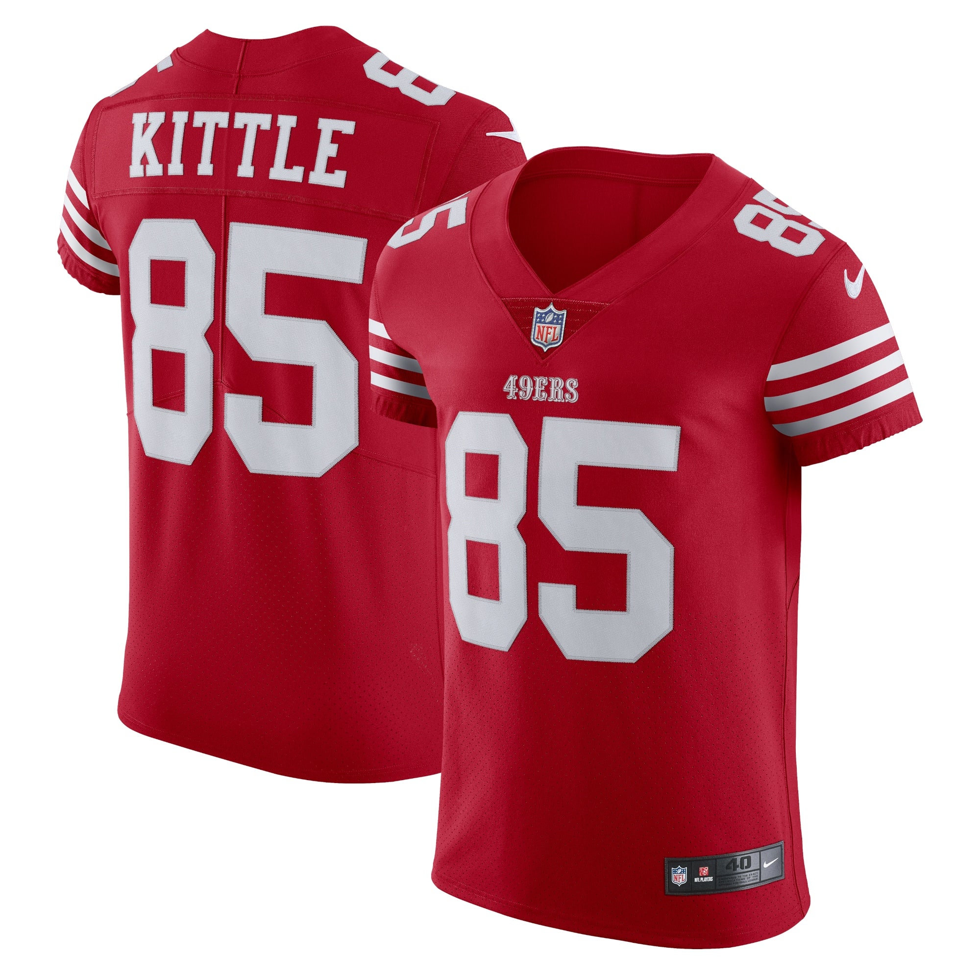 George Kittle San Francisco 49ers Nike Vapor Elite Jersey - White/Red/Scarlet - Image 6