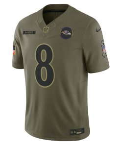 Alternative view of Lamar Jackson Baltimore Ravens Nike 2025 Salute to Service Limited Jersey - Olive