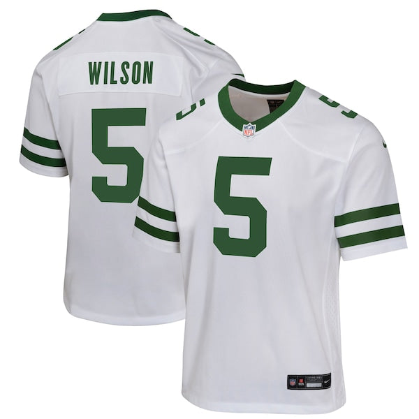 Garrett Wilson New York Jets Nike Youth Game Jersey - Legacy White/Black/Green - Image 2