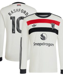 Alternative view of Marcus Rashford Manchester United adidas Originals  2024/25 Third Replica Long Sleeve Jersey - Cream