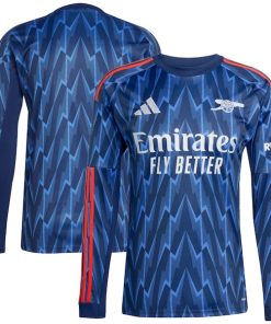 Arsenal adidas 2025/26 Away Replica Long Sleeve Jersey - Blue/Red