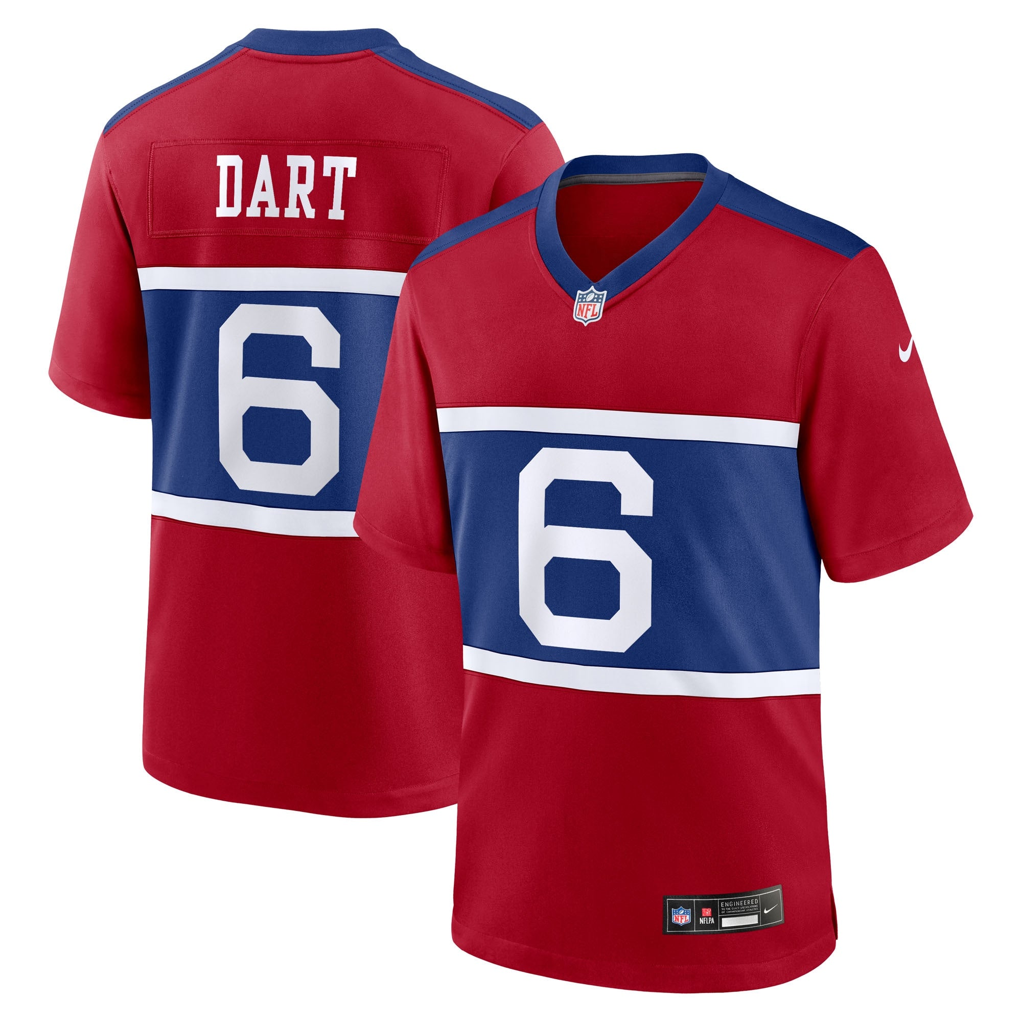 Jaxson Dart New York Giants Nike Youth Game Jersey - White/Royal/Red - Image 5