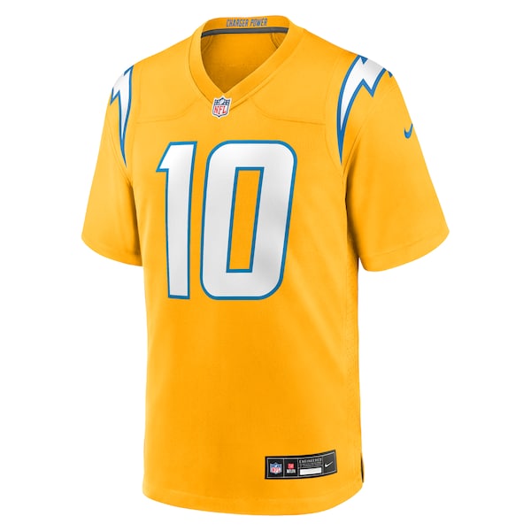 Justin Herbert Los Angeles Chargers Nike Alternate Charger Power Game Player Jersey - Gold/Navy/Powder Blue - Image 3