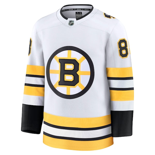 David Pastrnak Boston Bruins Away Premium Player Jersey - White/Black - Image 3