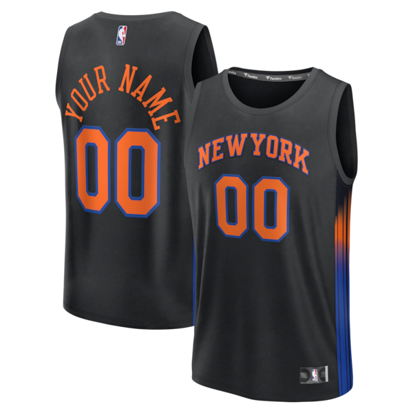 New York Knicks Fastbreak Custom Jersey - Statement Edition - Black/Navy/Blue