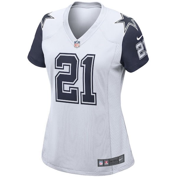 Ezekiel Elliott Dallas Cowboys Nike Women's Alternate Game Jersey - White/Navy - Image 3