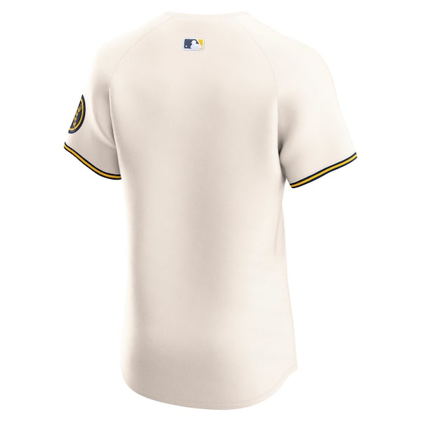 Milwaukee Brewers Nike Home Elite Jersey - Cream/Navy - Image 4