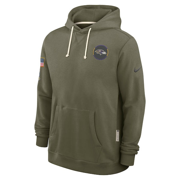 Baltimore Ravens Nike 2025 Salute to Service Sideline Standard Issue Dri-FIT Hoodie - Olive - Image 2