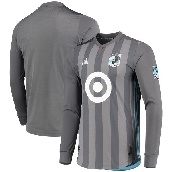 Minnesota United FC adidas 2018/19 Authentic Team Long Sleeve Jersey - Gray - Image 2