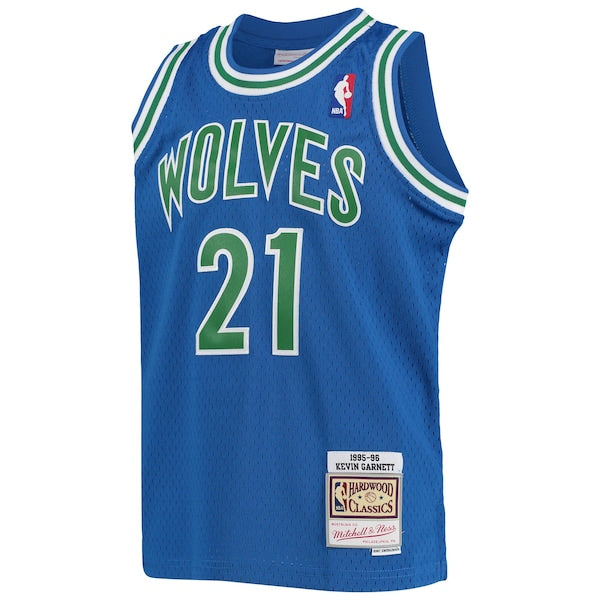 Kevin Garnett Minnesota Timberwolves Youth 1995-96 Hardwood Classics Swingman Jersey - Blue - Image 2