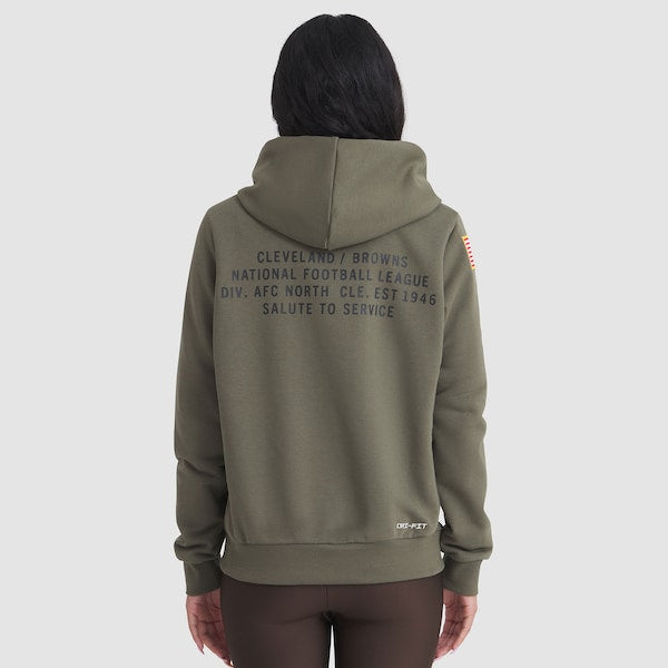Cleveland Browns Nike Women's 2025 Salute to Service Sideline Standard Issue Dri-FIT Hoodie - Olive - Image 2