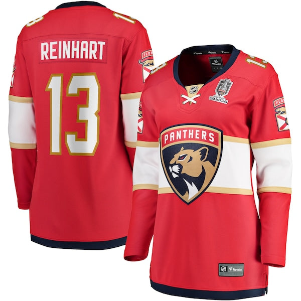 Sam Reinhart Florida Panthers Women's Home 2024 Stanley Cup Champions Breakaway Player Jersey?ยจC Red