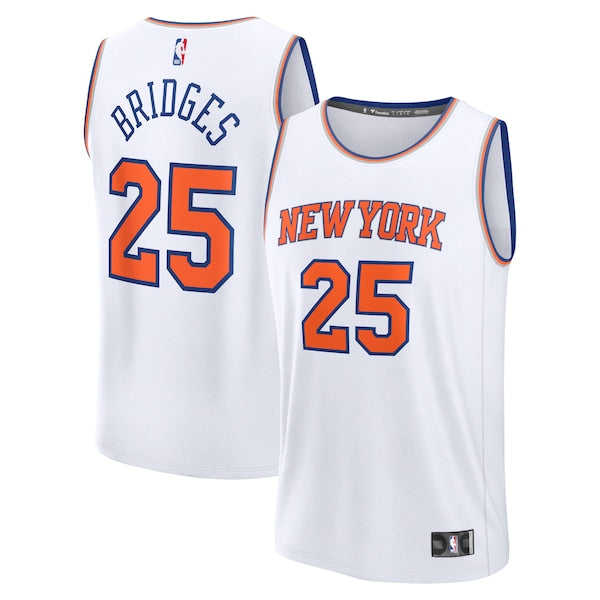 Mikal Bridges New York Knicks Fast Break Replica Player Jersey - Association Edition - White