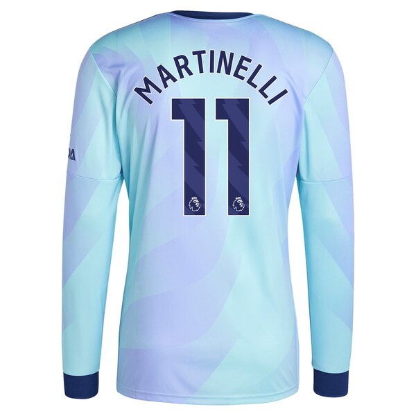 Gabriel Martinelli Arsenal adidas Originals 2024/25 Third Replica Long Sleeve Player Jersey - Aqua - Image 7
